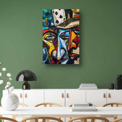 Abstract Portret Kaartspeler canvas met baklijst