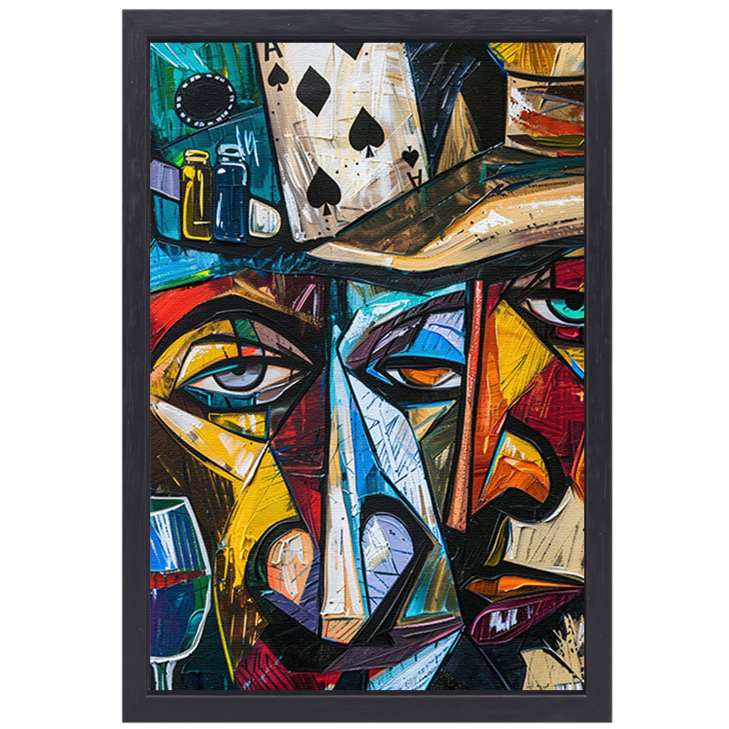 Abstract Portret Kaartspeler canvas met baklijst