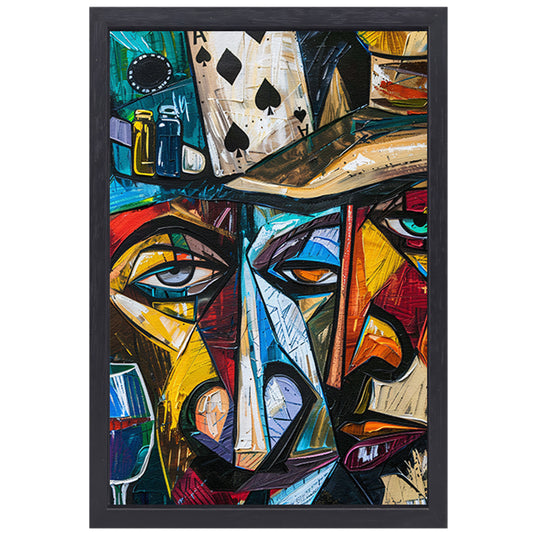 Abstract Portret Kaartspeler canvas met baklijst