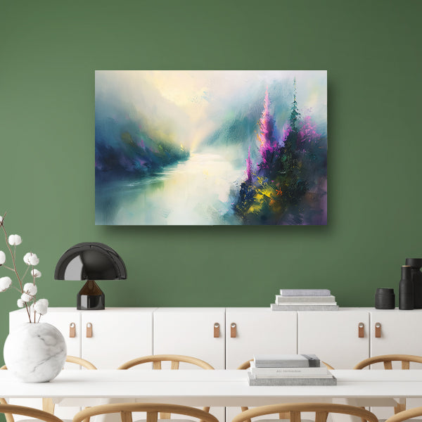 Abstract landschap met kleurrijke bloemen canvas