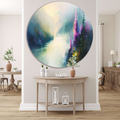Abstract landschap met kleurrijke bloemen forex muurcirkel