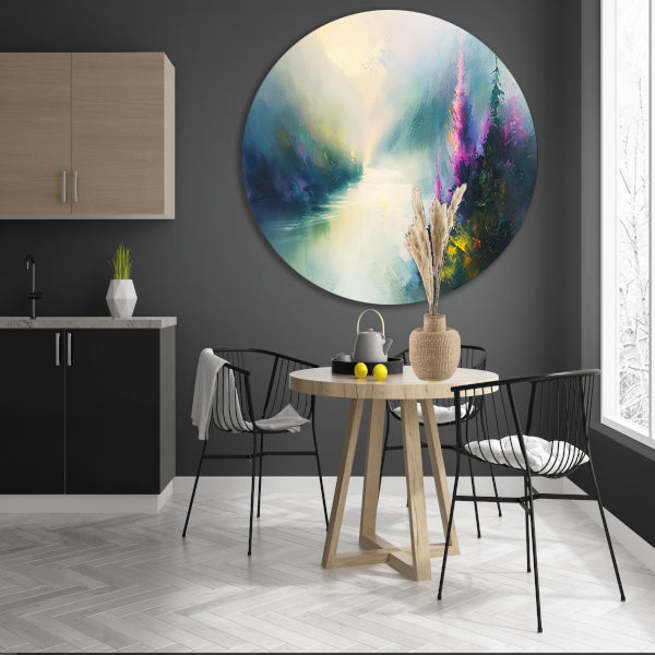 Abstract landschap met kleurrijke bloemen forex muurcirkel