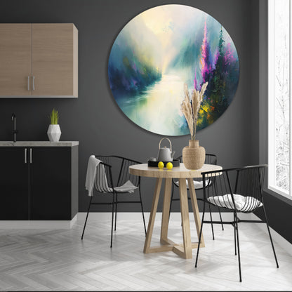 Abstract landschap met kleurrijke bloemen forex muurcirkel