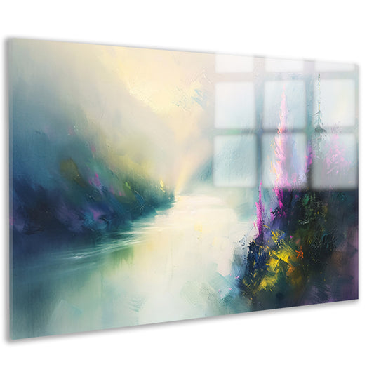 Abstract landschap met kleurrijke bloemen acrylglas
