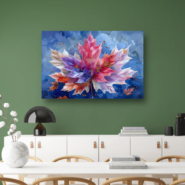 Herfstblad in aquarel canvas met baklijst