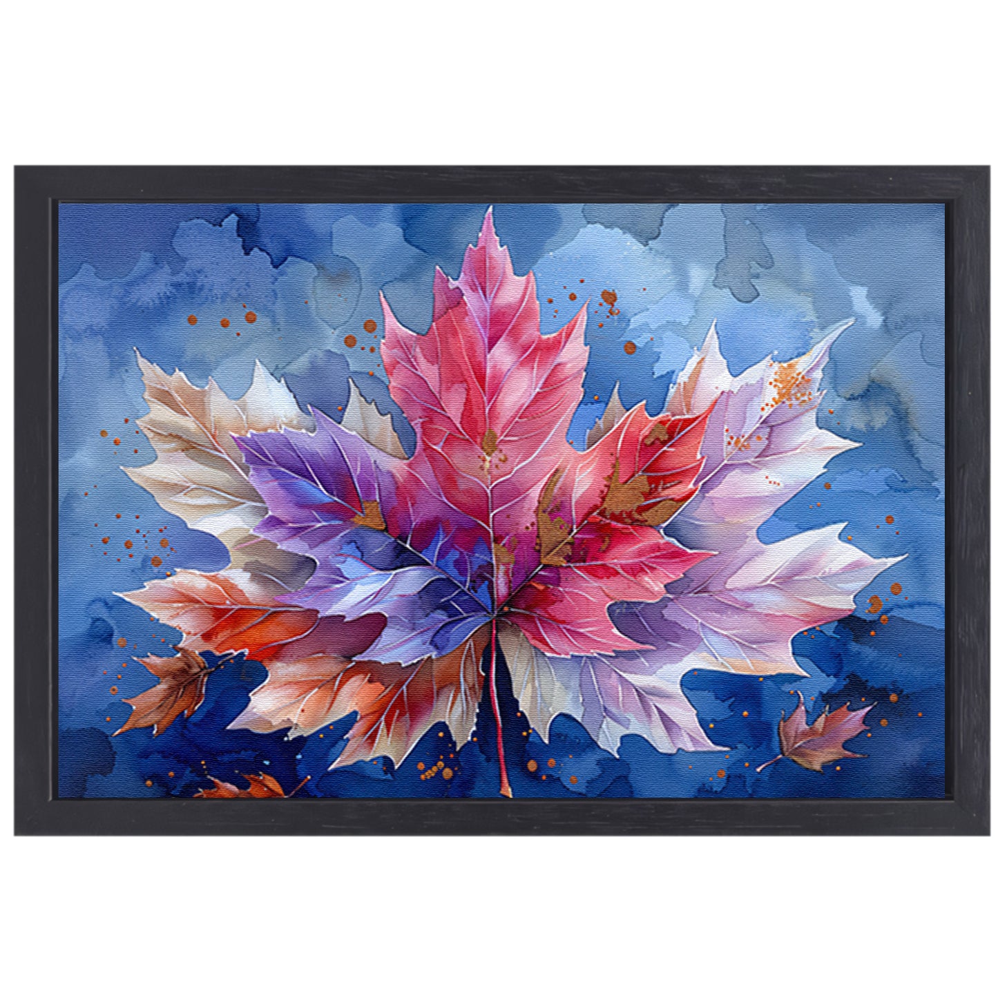 Herfstblad in aquarel canvas met baklijst