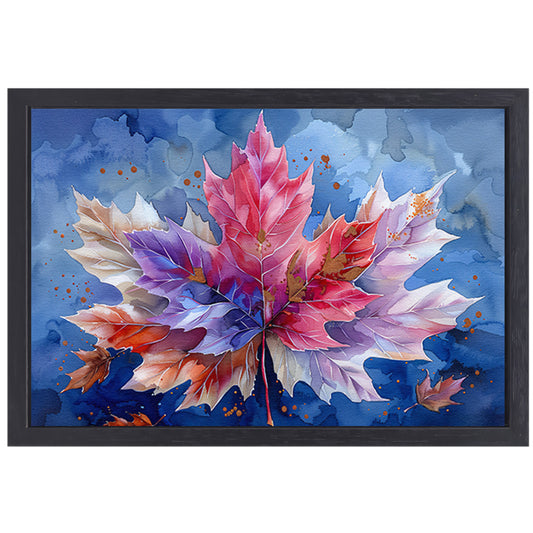Herfstblad in aquarel canvas met baklijst