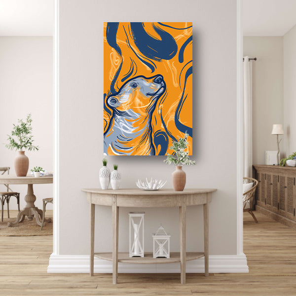 Abstract IJsbeer in Vlammenzee canvas met baklijst