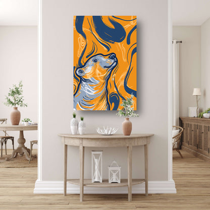 Abstract IJsbeer in Vlammenzee canvas met baklijst