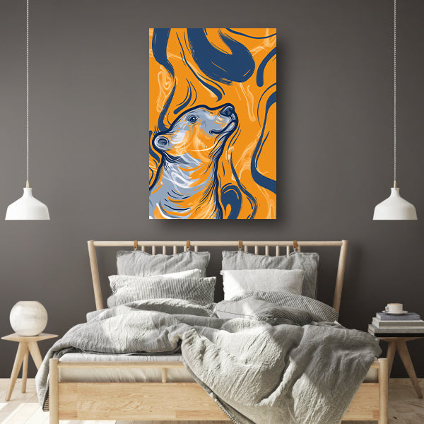 Abstract IJsbeer in Vlammenzee canvas met baklijst