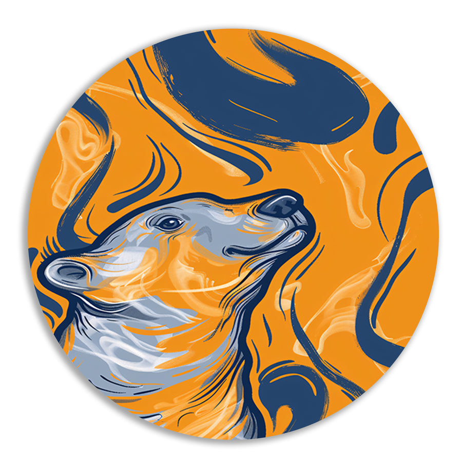 Abstract IJsbeer in Vlammenzee aluminium muurcirkel