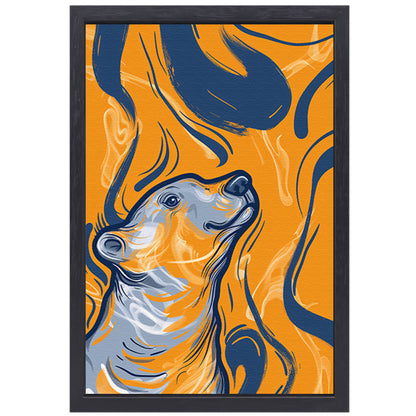 Abstract IJsbeer in Vlammenzee canvas met baklijst