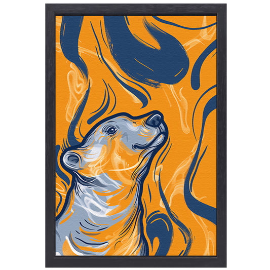 Abstract IJsbeer in Vlammenzee canvas met baklijst