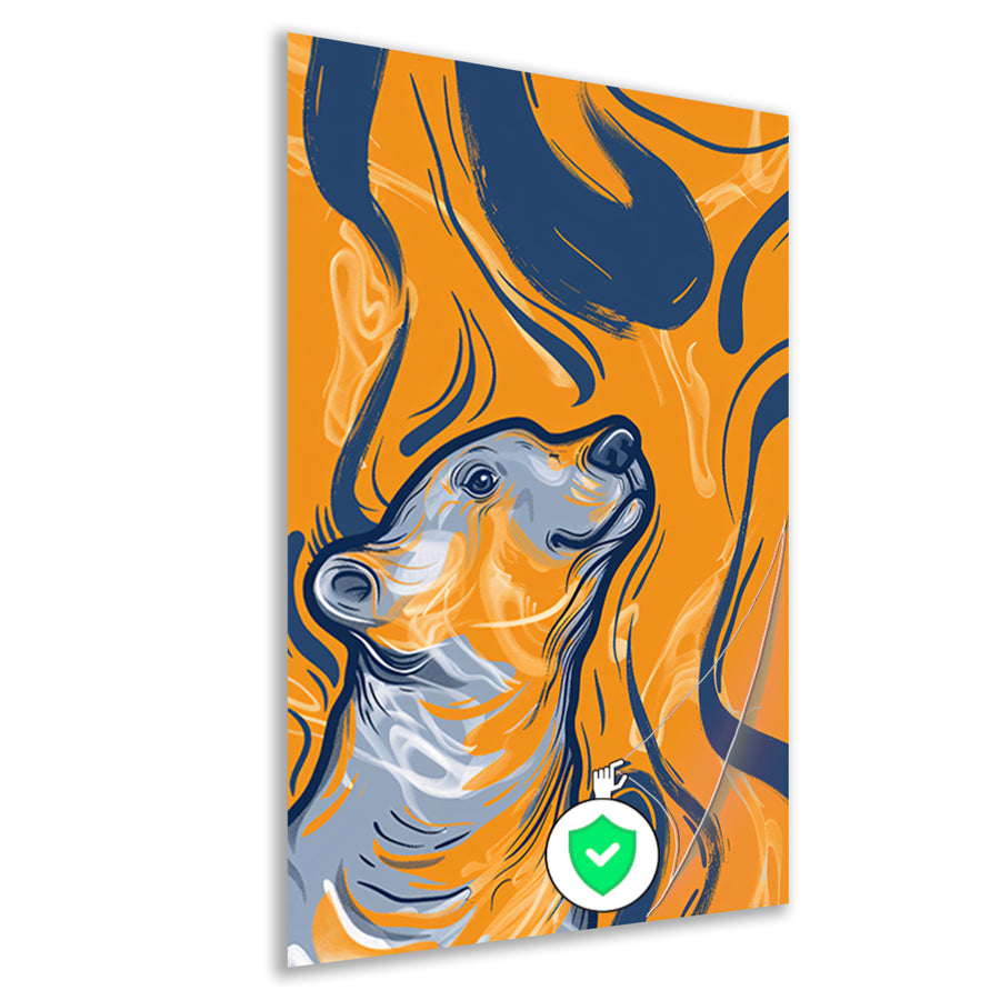 Abstract IJsbeer in Vlammenzee poster