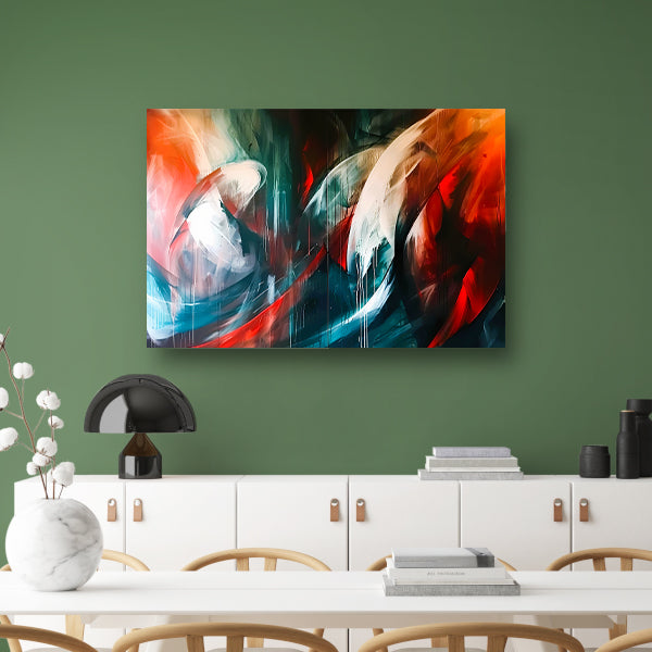 Dynamisch abstract schilderij met levendige kleuren acrylglas