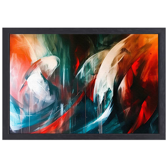 Dynamisch abstract schilderij met levendige kleuren canvas met baklijst