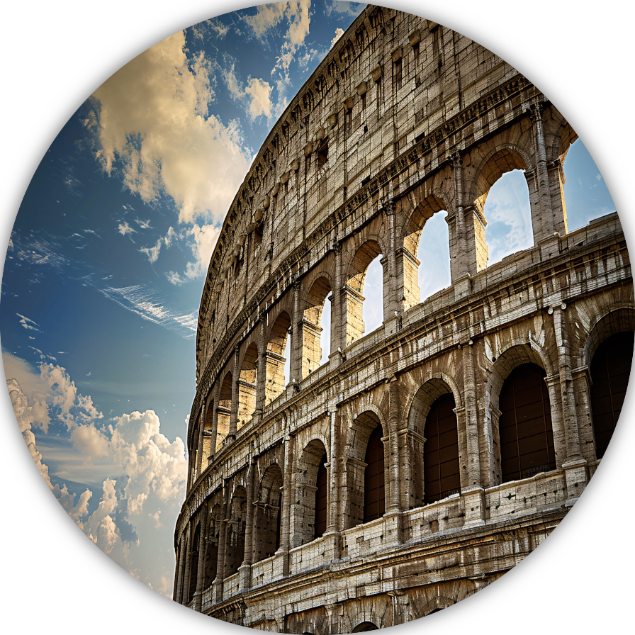 Het Colosseum onder de Romeinse hemel aluminium muurcirkel