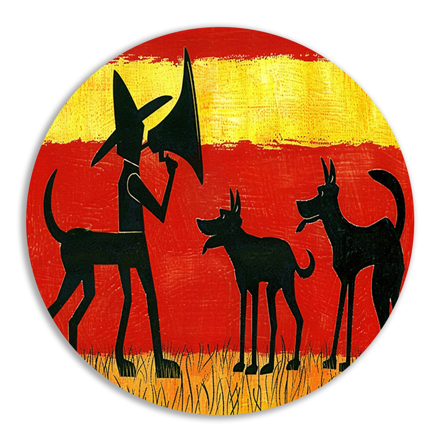 Man met honden in silhouetkunst   forex muurcirkel