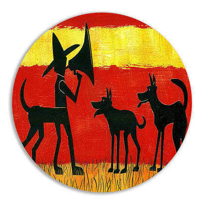 Man met honden in silhouetkunst   forex muurcirkel