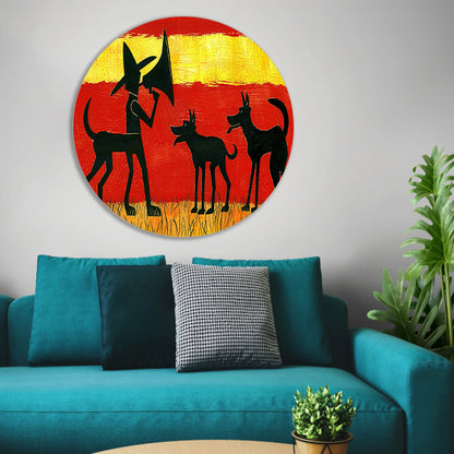 Man met honden in silhouetkunst   forex muurcirkel