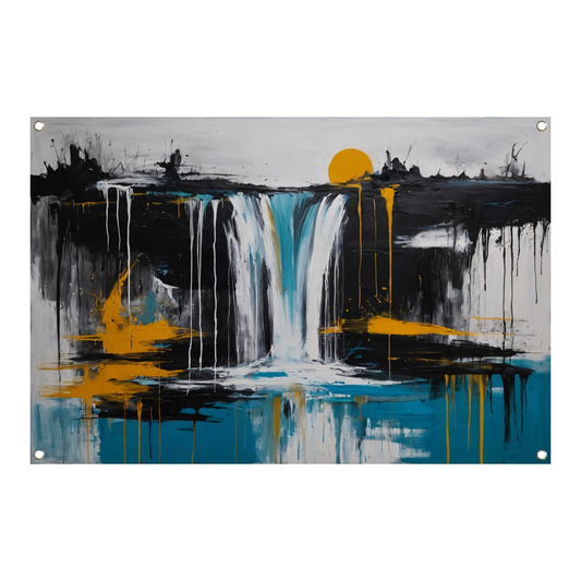 Abstracte Weergave van Zon en Waterval tuinposter