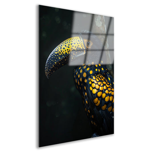 Toekan met gele stippen in de schaduw acrylglas