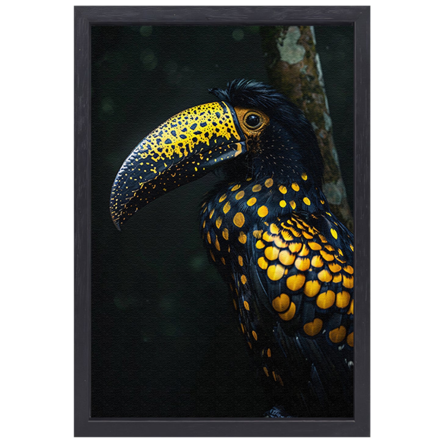 Toekan met gele stippen in de schaduw canvas met baklijst