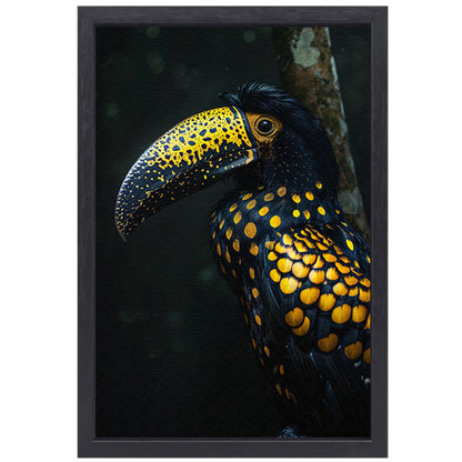 Toekan met gele stippen in de schaduw canvas met baklijst