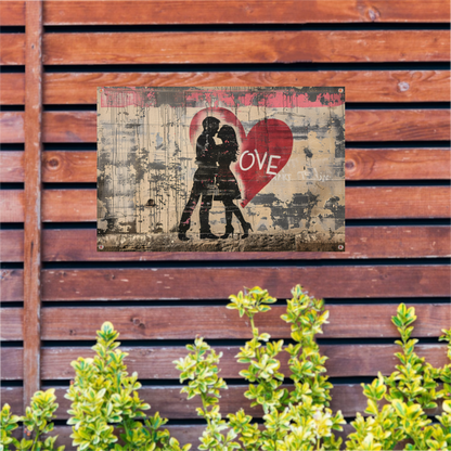 Romantische Straatkunst met Hart en Liefde tuinposter