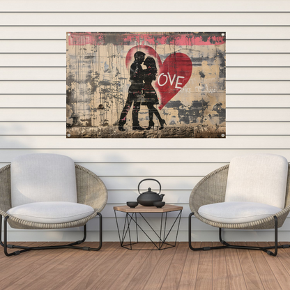 Romantische Straatkunst met Hart en Liefde tuinposter