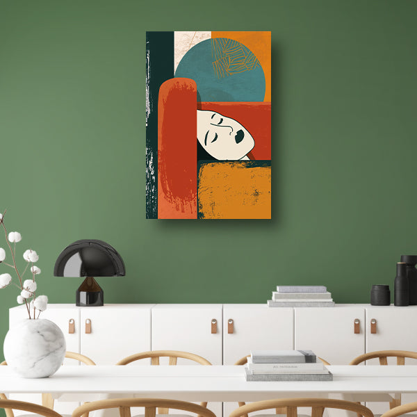 Abstract portret met geometrische vormen canvas