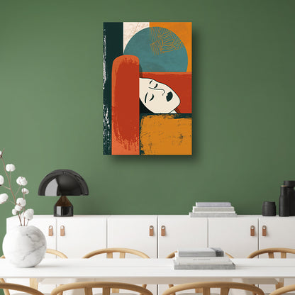 Abstract portret met geometrische vormen canvas