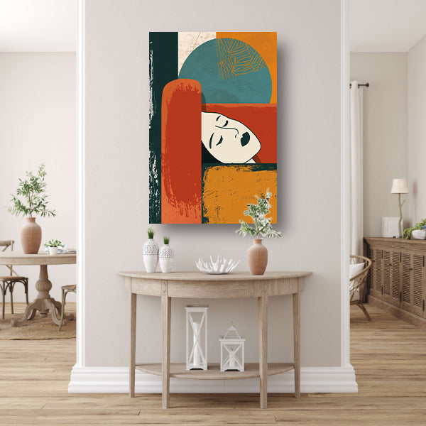 Abstract portret met geometrische vormen canvas