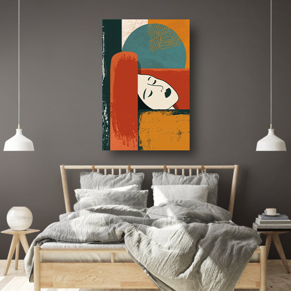 Abstract portret met geometrische vormen canvas