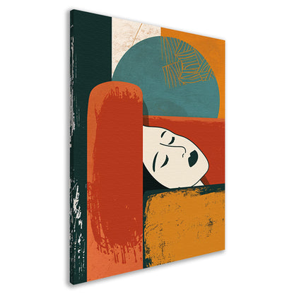 Abstract portret met geometrische vormen canvas