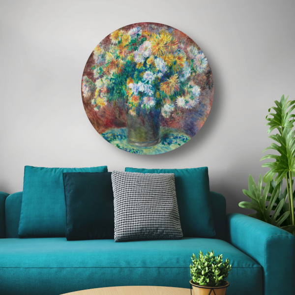 Chrysanten - Pierre-Auguste Renoir aluminium muurcirkel
