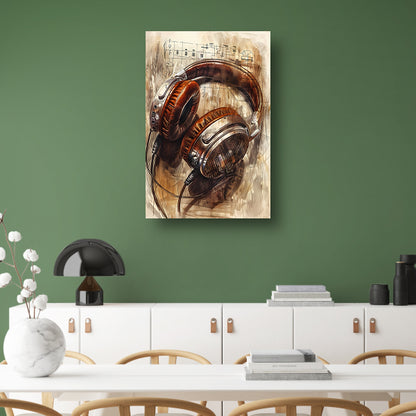 Digitale illustratie van vintage koptelefoon canvas