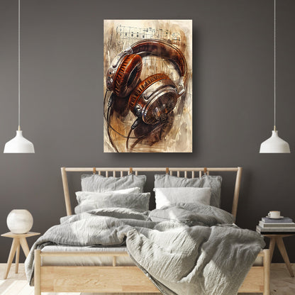 Digitale illustratie van vintage koptelefoon canvas