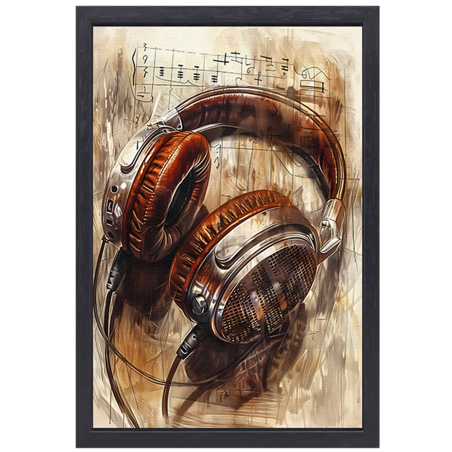 Digitale illustratie van vintage koptelefoon canvas met baklijst