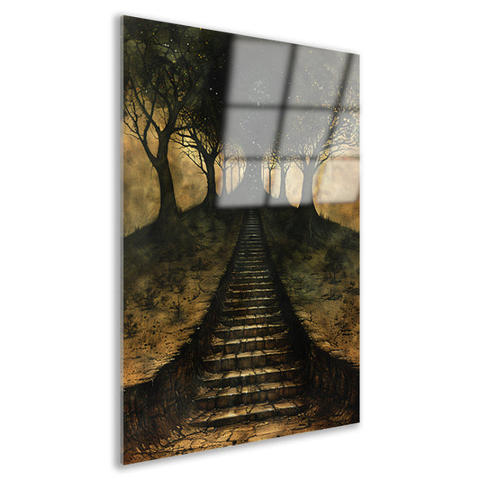 Mystieke trap door betoverd bos acrylglas