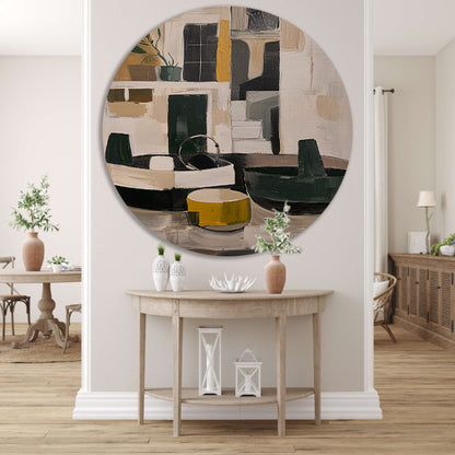 Abstract compositie met vaas en plant forex muurcirkel