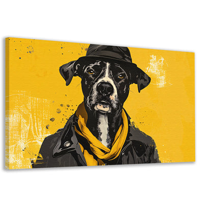 Stijlvolle hond met hoed en sjaal canvas