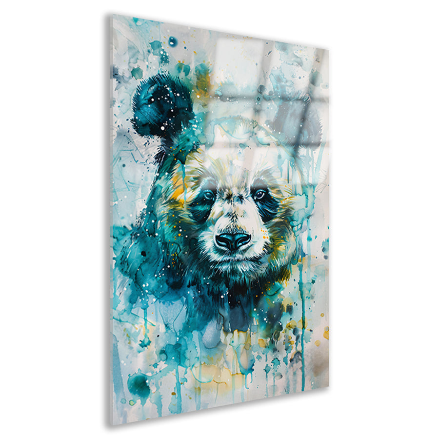Kleurrijk aquarel schilderij van een panda acrylglas