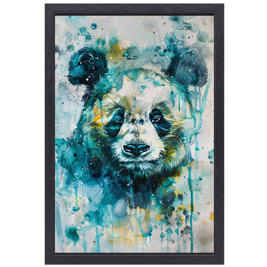 Kleurrijk aquarel schilderij van een panda canvas met baklijst