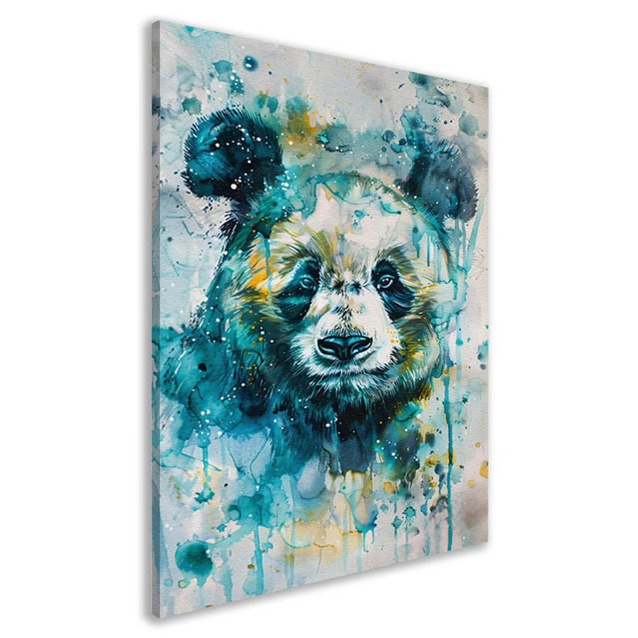 Kleurrijk aquarel schilderij van een panda canvas