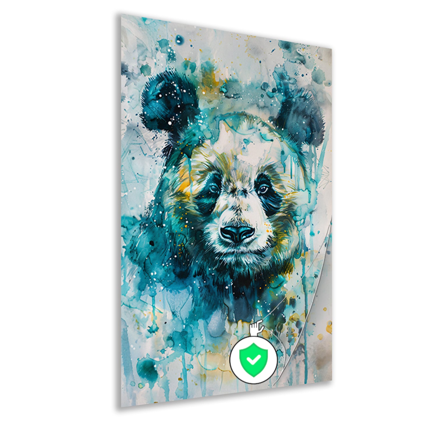 Kleurrijk aquarel schilderij van een panda poster