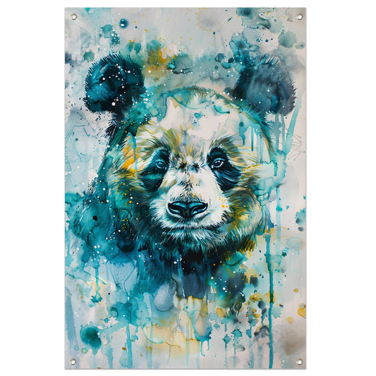 Kleurrijk aquarel schilderij van een panda tuinposter