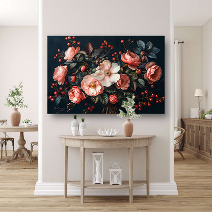 Abstract Bloemen in Roze Tinten canvas