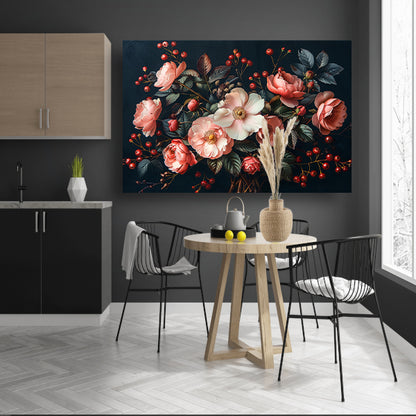 Abstract Bloemen in Roze Tinten canvas