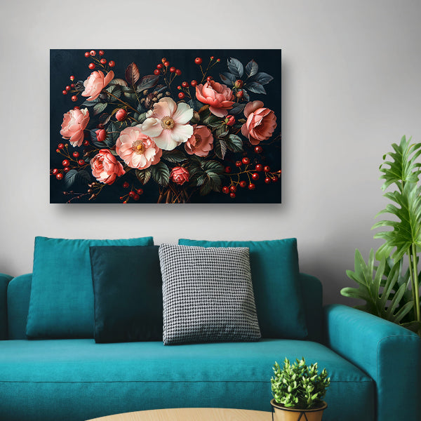 Abstract Bloemen in Roze Tinten canvas